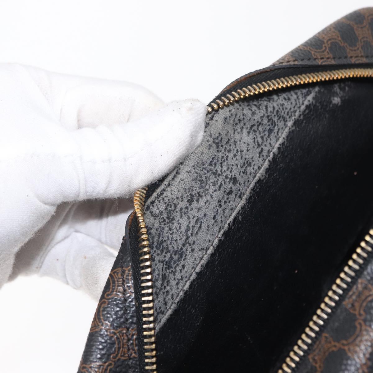 CELINE Macadam Canvas Hand Bag PVC Leather Black Gold Auth 164398