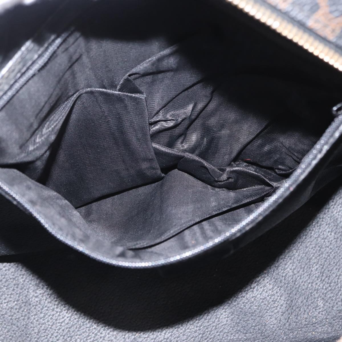 CELINE Macadam Canvas Hand Bag PVC Leather Black Gold Auth 164398