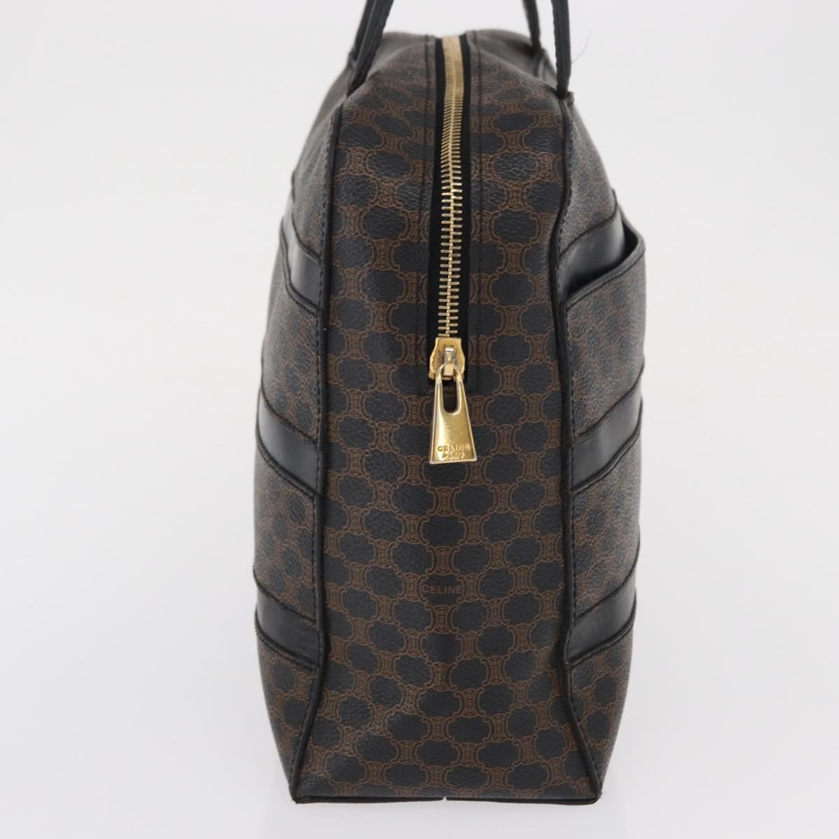 CELINE Macadam Canvas Hand Bag PVC Leather Black Gold Auth 164398