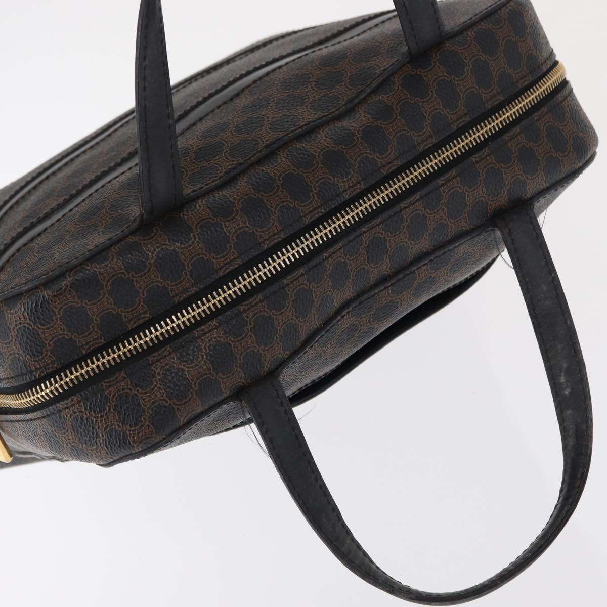 CELINE Macadam Canvas Hand Bag PVC Leather Black Gold Auth 164398