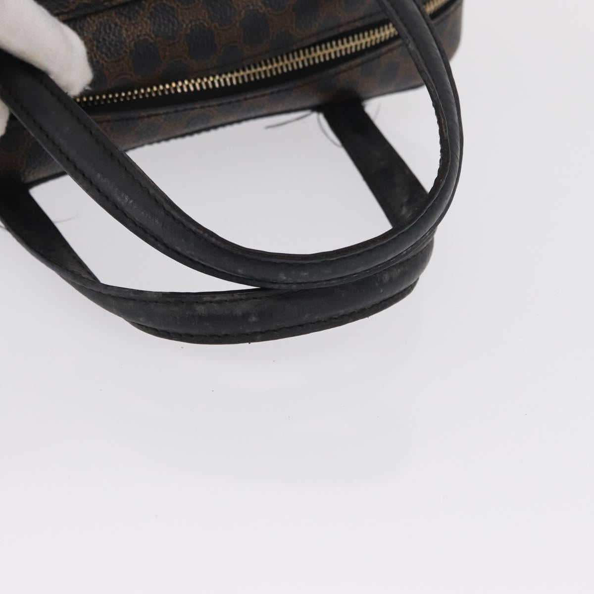 CELINE Macadam Canvas Hand Bag PVC Leather Black Gold Auth 164398