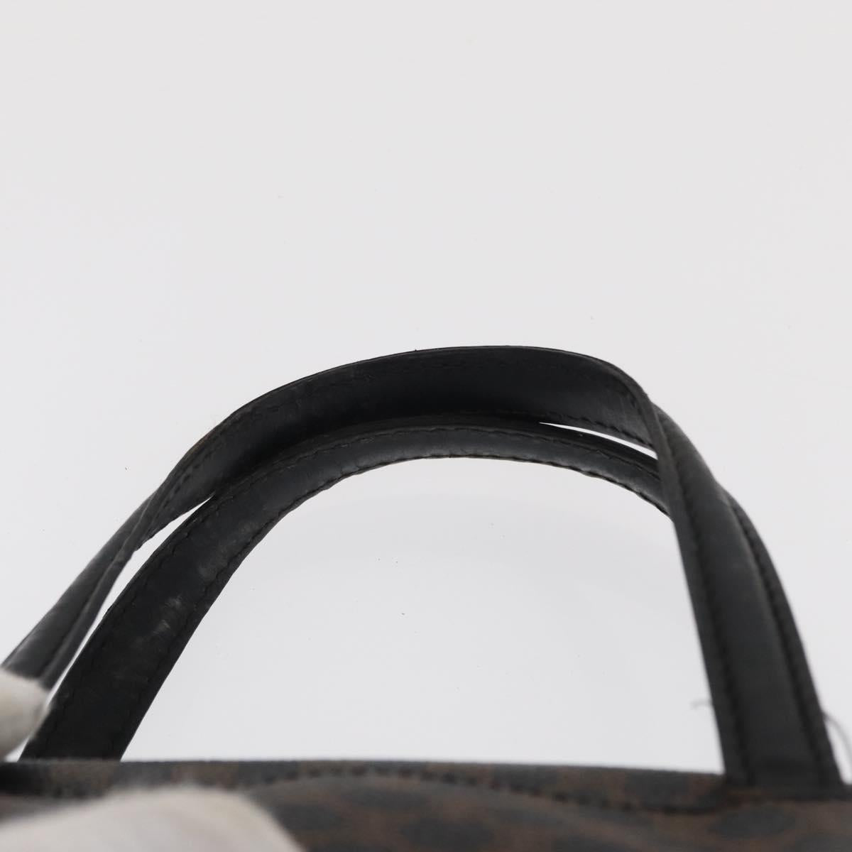 CELINE Macadam Canvas Hand Bag PVC Leather Black Gold Auth 164398