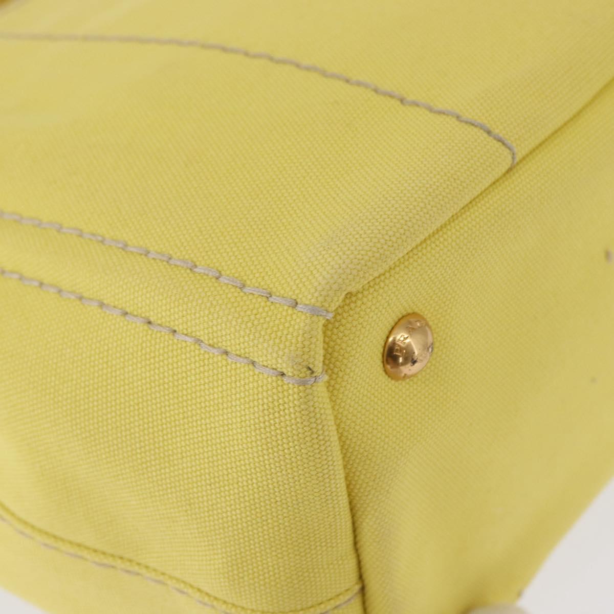 PRADA Canapa PM Hand Bag Canvas Yellow Gold Auth 164400