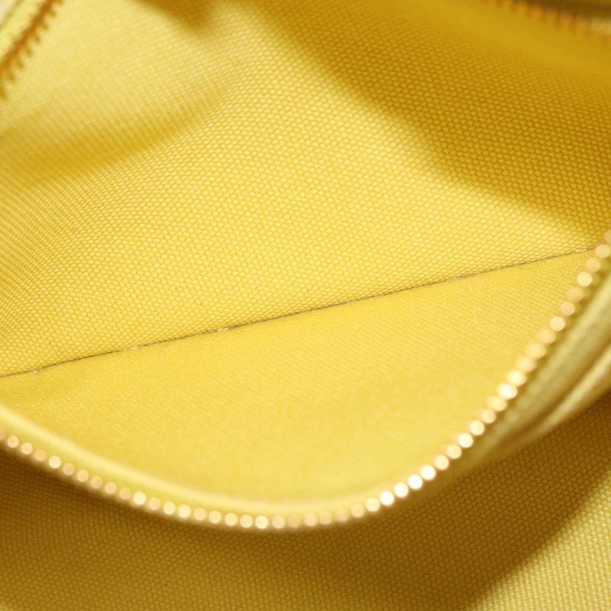 PRADA Canapa PM Hand Bag Canvas Yellow Gold Auth 164400