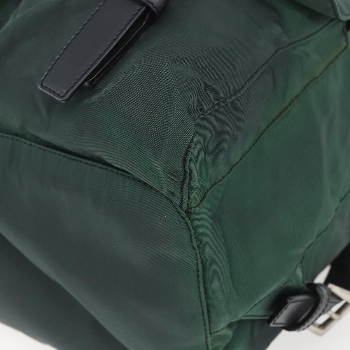 PRADA Backpack Nylon Green Silver Auth 164403