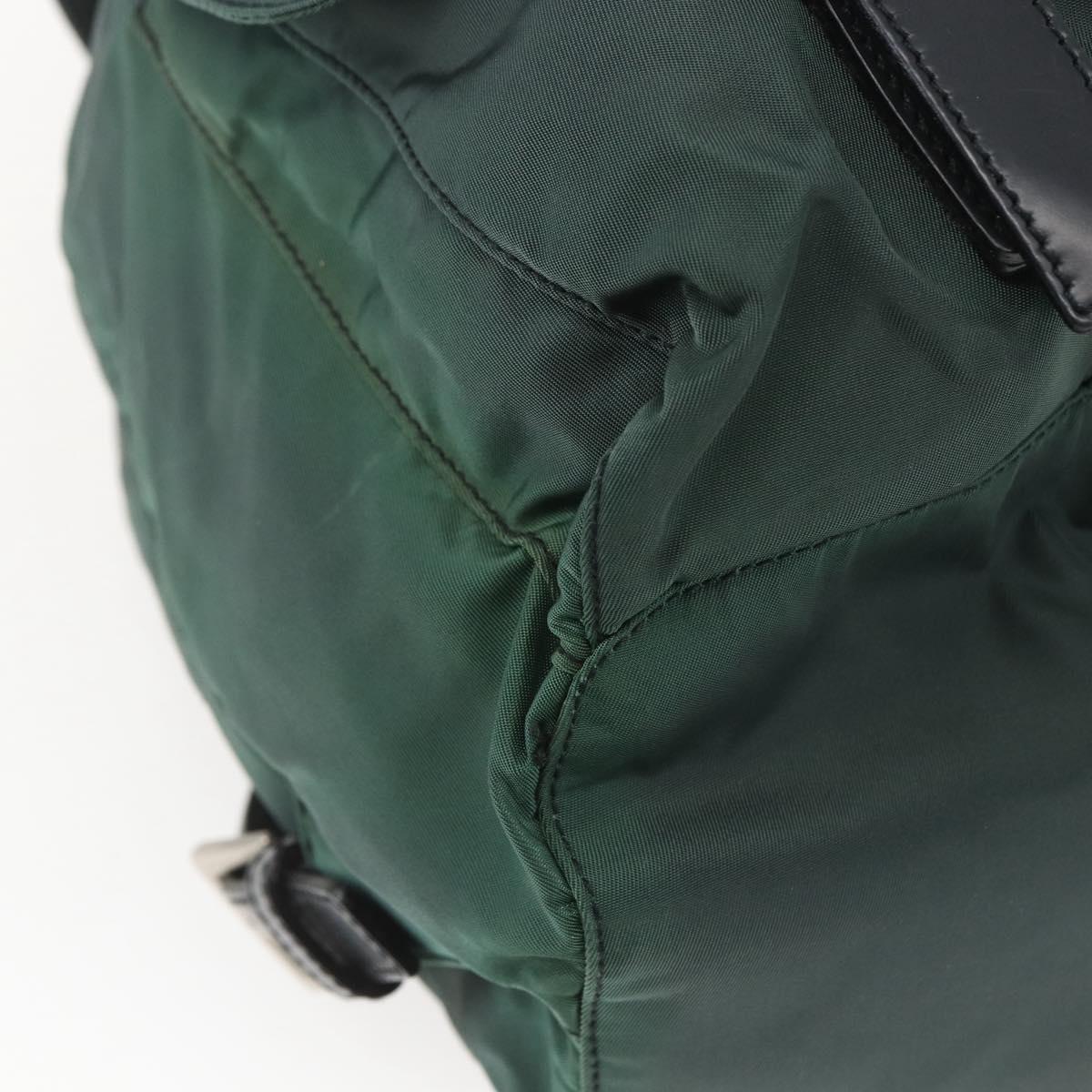 PRADA Backpack Nylon Green Silver Auth 164403
