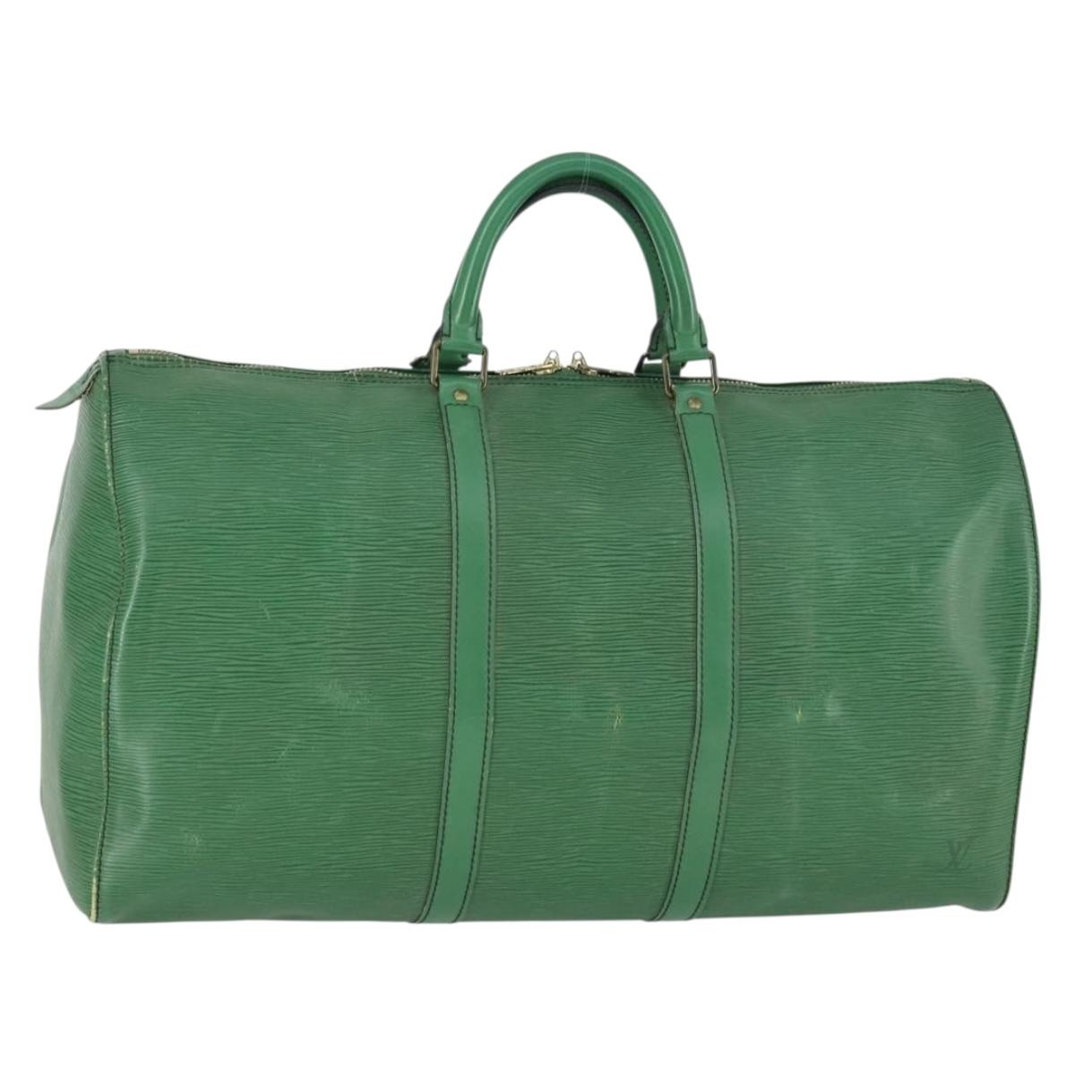 LOUIS VUITTON Epi Keepall 50 Boston Bag Green M42964 LV Auth 164405