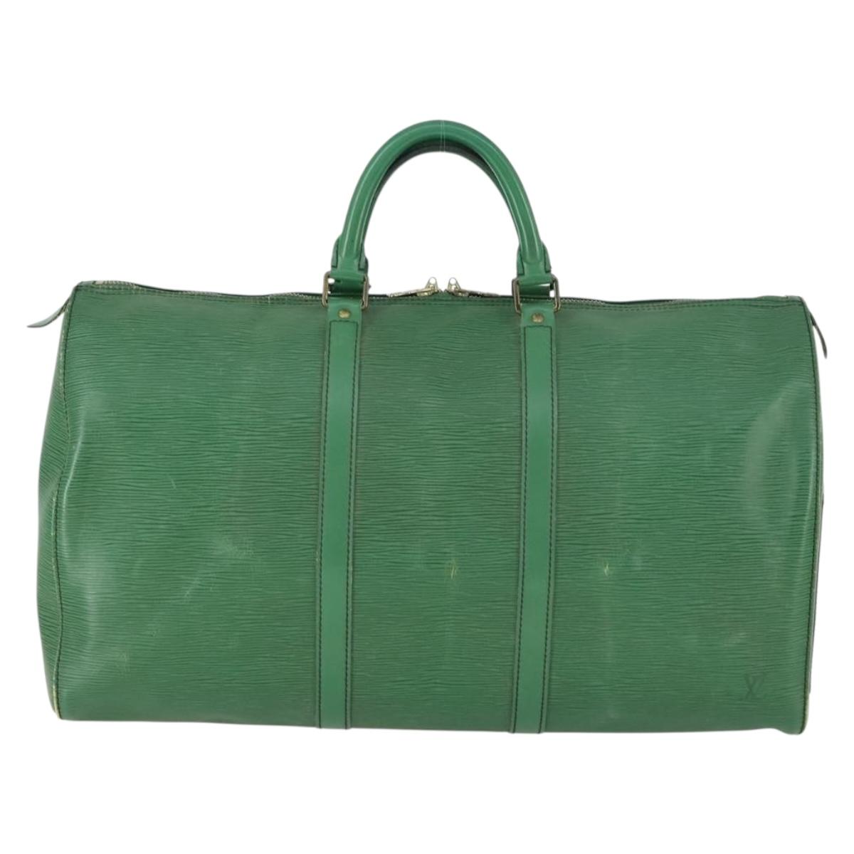 LOUIS VUITTON Epi Keepall 50 Boston Bag Green M42964 LV Auth 164405