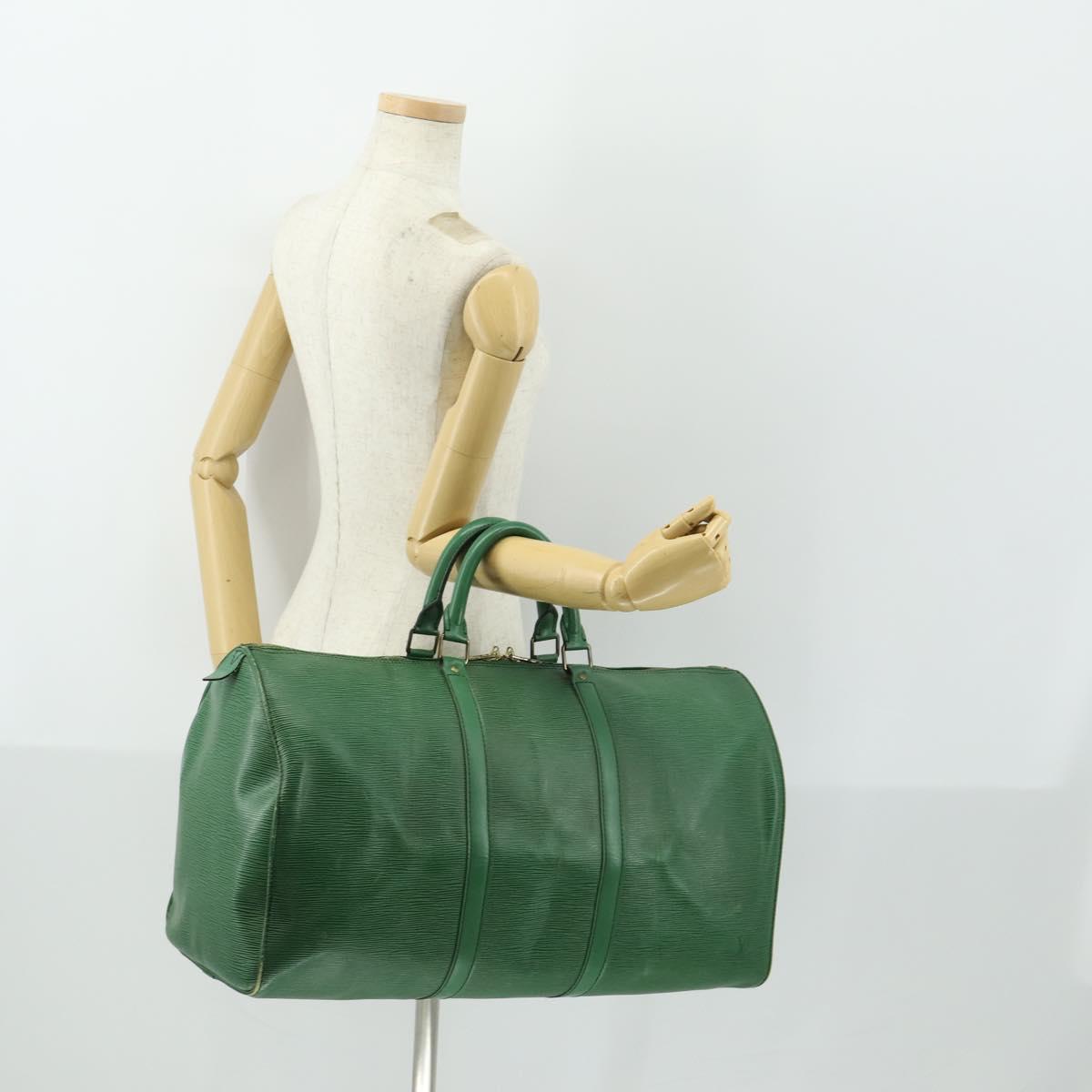 LOUIS VUITTON Epi Keepall 50 Boston Bag Green M42964 LV Auth 164405
