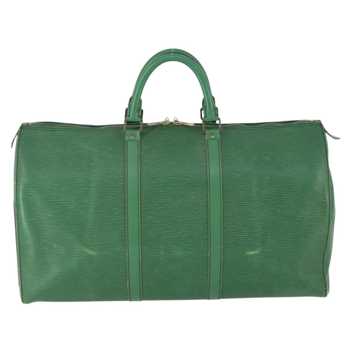 LOUIS VUITTON Epi Keepall 50 Boston Bag Green M42964 LV Auth 164405