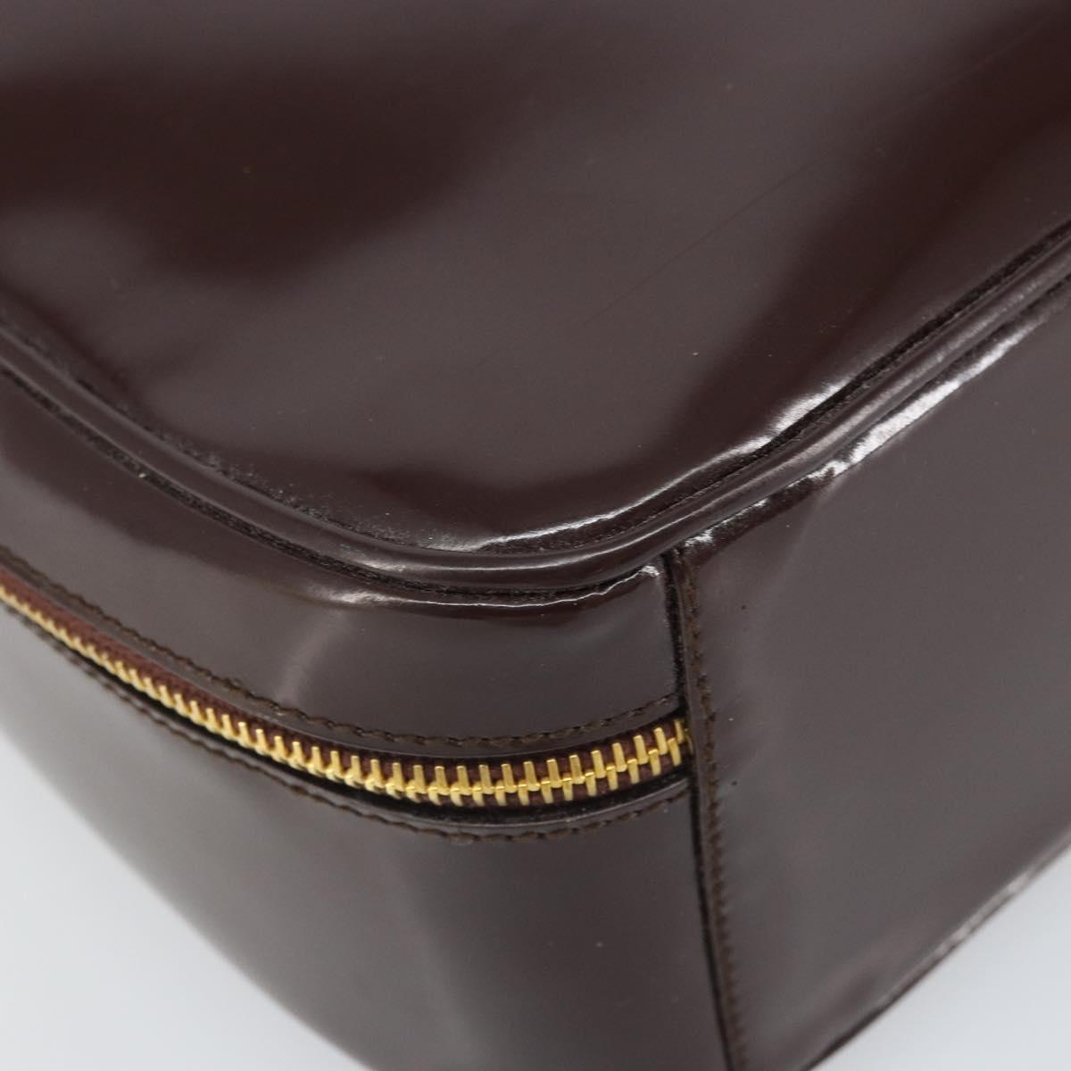 GUCCI Hand Bag Patent leather 2way Brown Gold Auth 164421