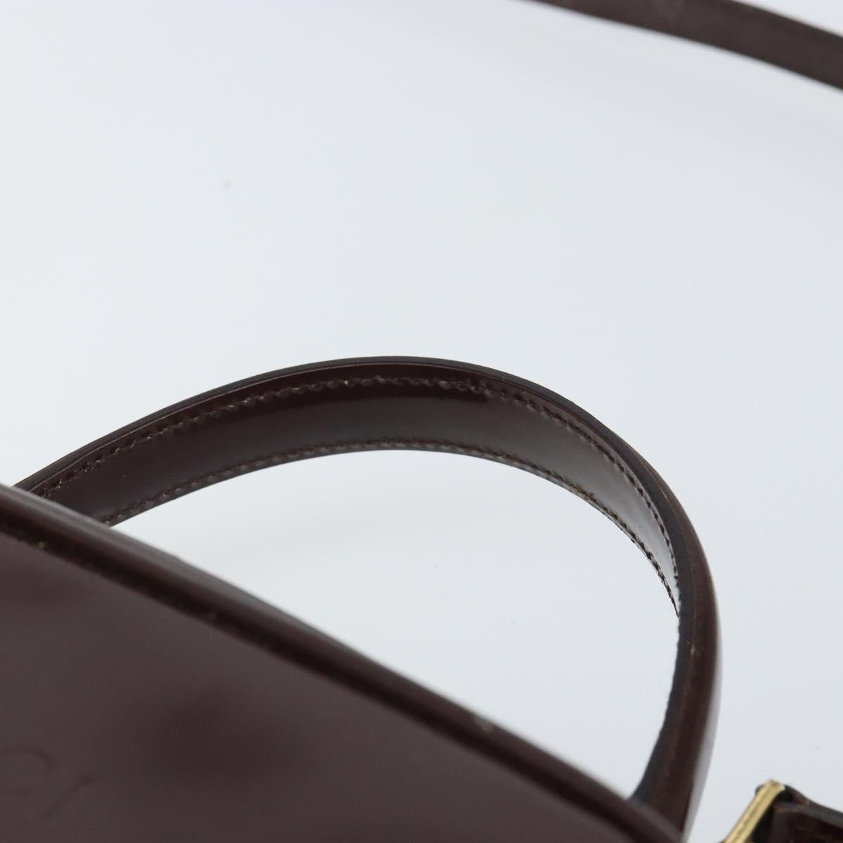 GUCCI Hand Bag Patent leather 2way Brown Gold Auth 164421