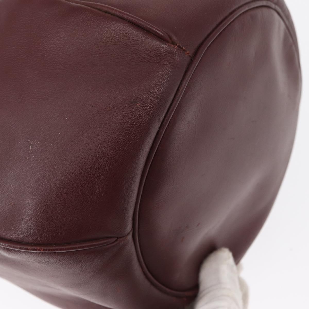 CARTIER Must Line Shoulder Bag Leather Bordeaux Gold Auth 164423