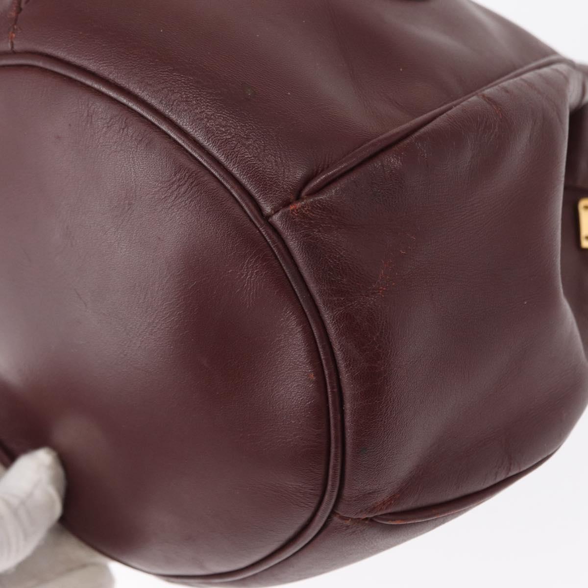 CARTIER Must Line Shoulder Bag Leather Bordeaux Gold Auth 164423
