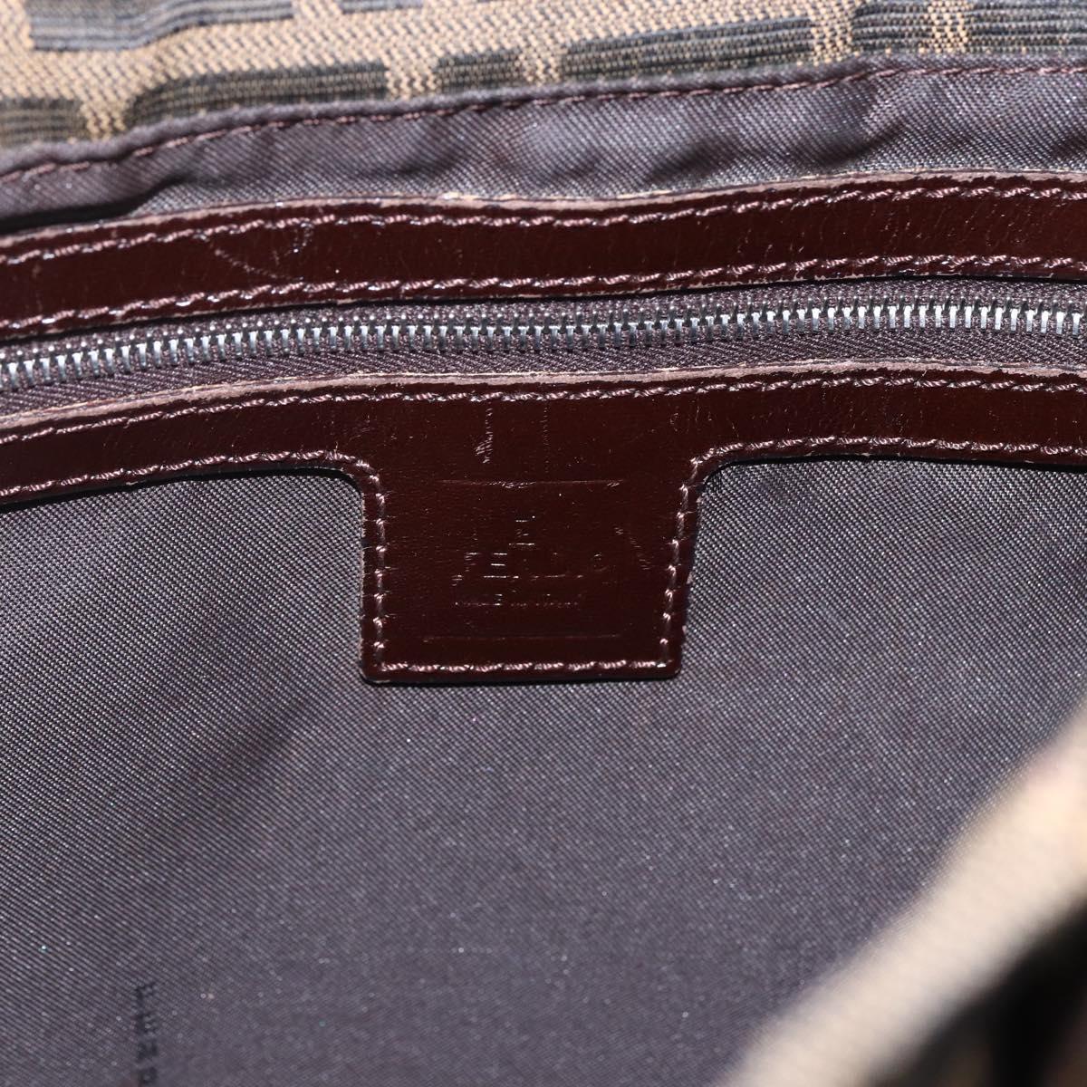 FENDI Zucca Canvas Tote Bag Black Brown Silver Auth 164424