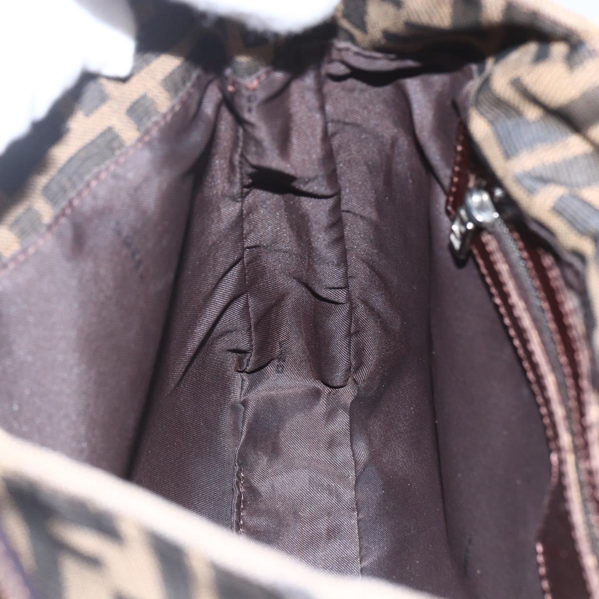 FENDI Zucca Canvas Tote Bag Black Brown Silver Auth 164424