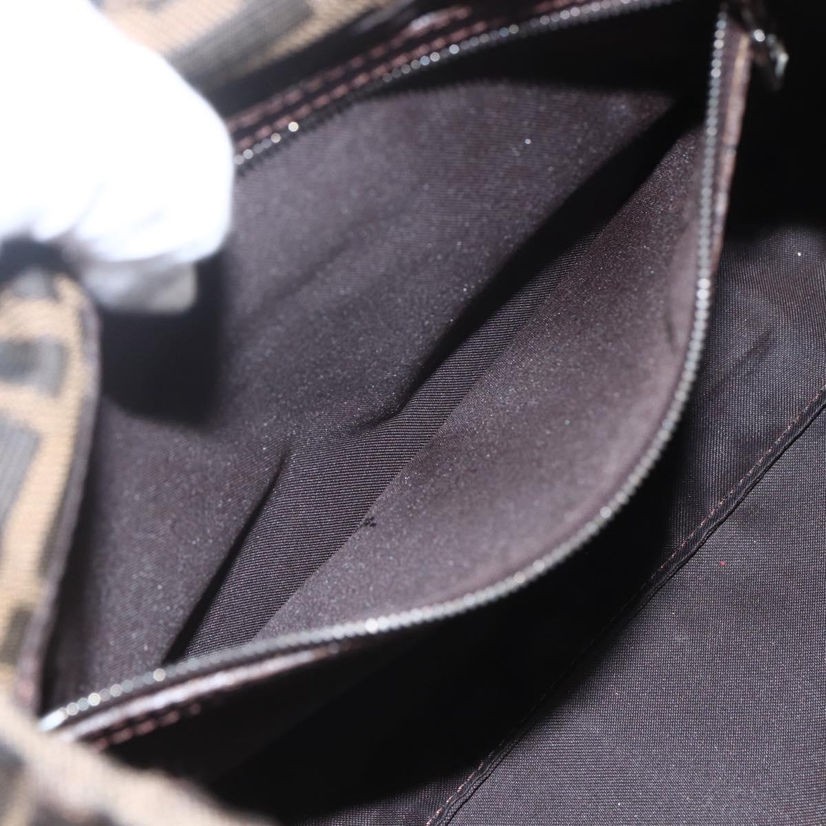 FENDI Zucca Canvas Tote Bag Black Brown Silver Auth 164424