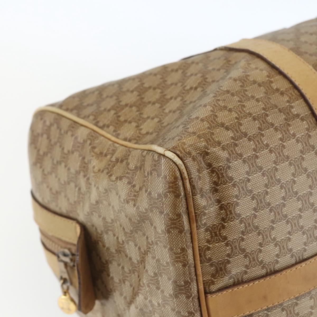CELINE Macadam Canvas Boston Bag PVC Beige Gold Auth 164426