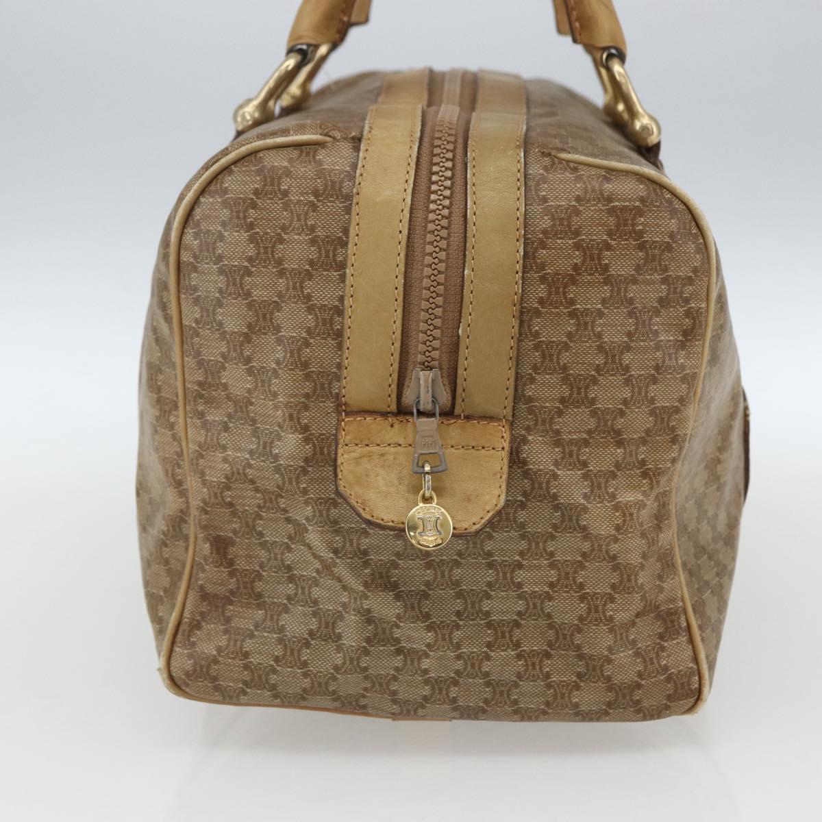 CELINE Macadam Canvas Boston Bag PVC Beige Gold Auth 164426