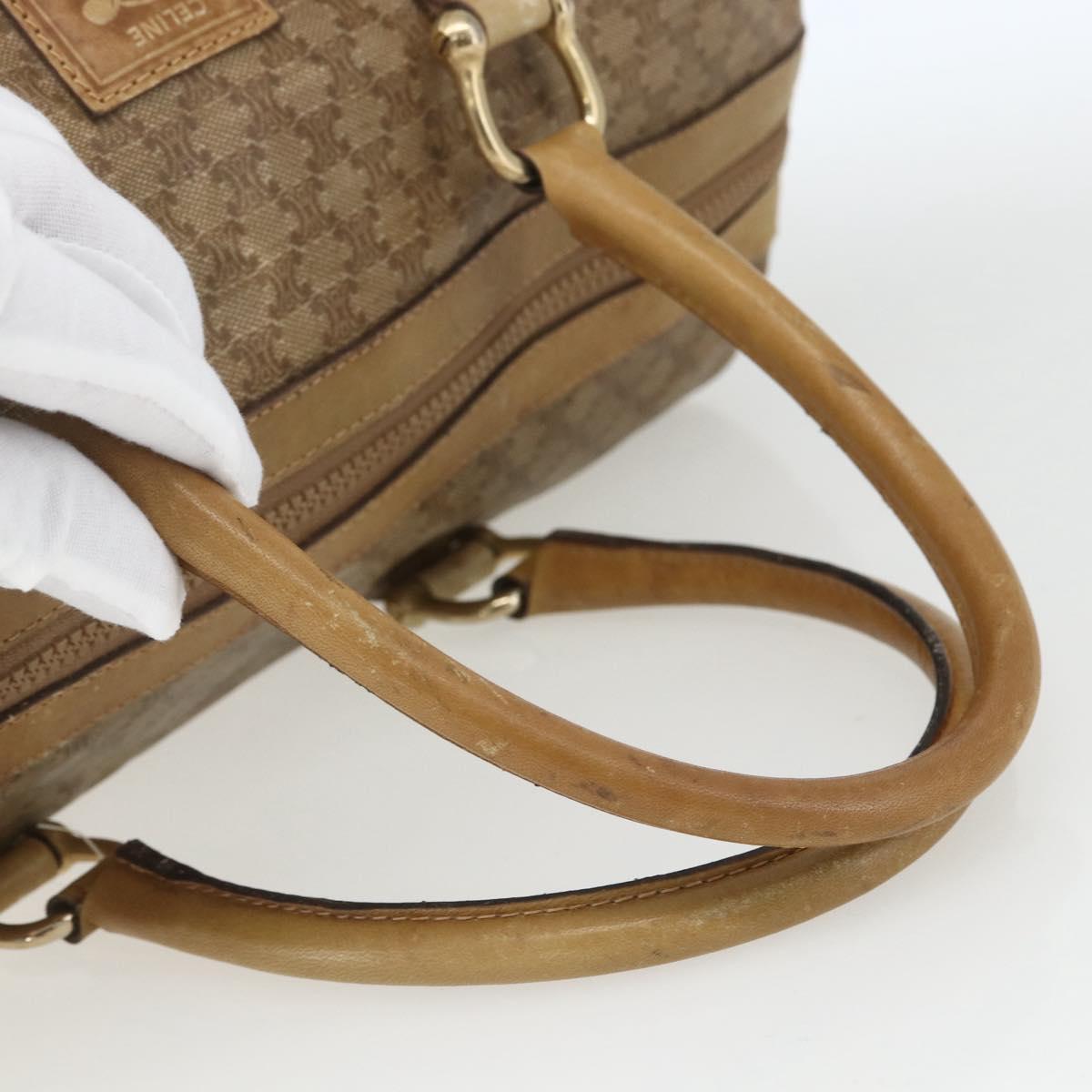 CELINE Macadam Canvas Boston Bag PVC Beige Gold Auth 164426
