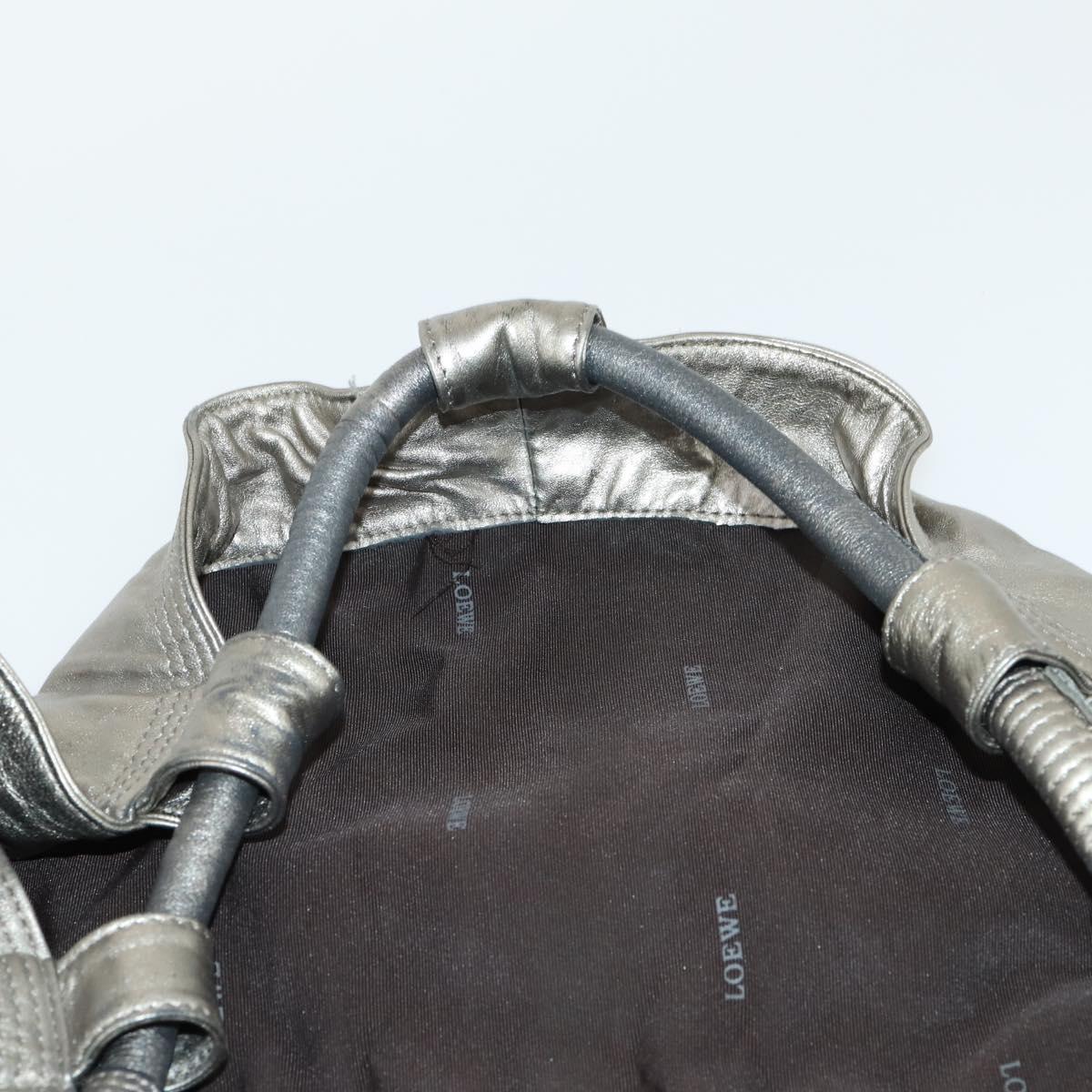 LOEWE Nappa Aire Anagram Hand Bag Leather Silver Auth 164428