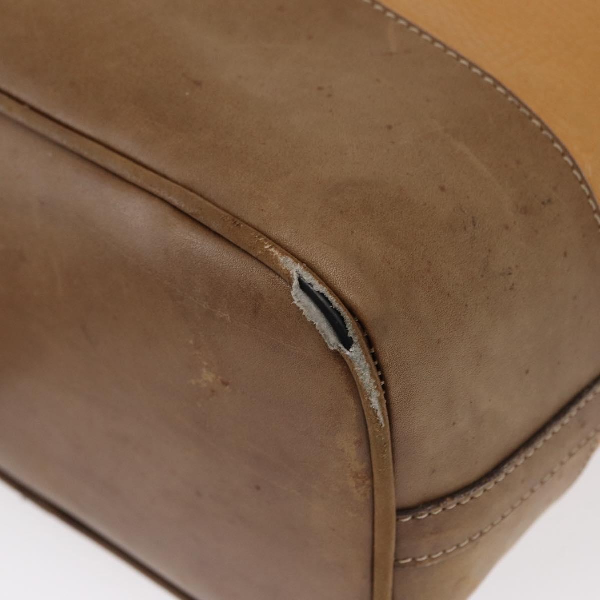 LOEWE Anagram Shoulder Bag Leather Brown Gold Auth 164430