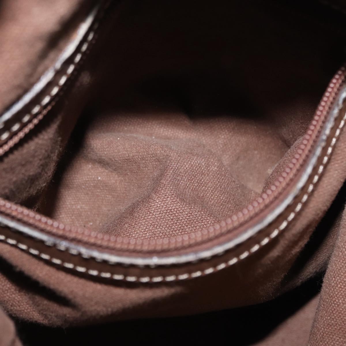 LOEWE Anagram Shoulder Bag Leather Brown Gold Auth 164430
