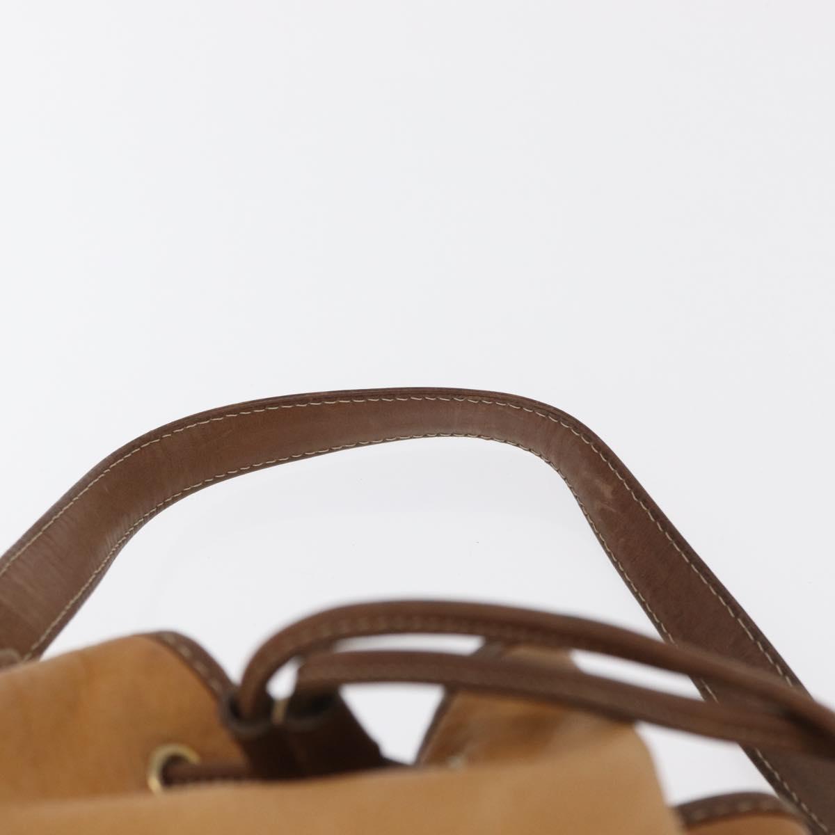 LOEWE Anagram Shoulder Bag Leather Brown Gold Auth 164430