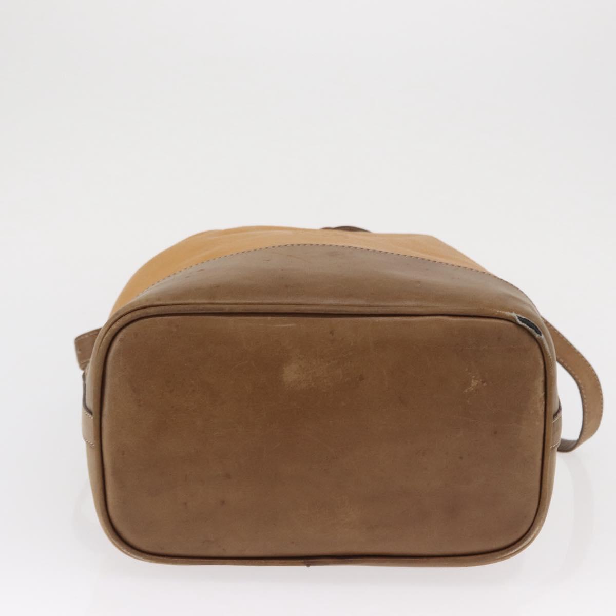 LOEWE Anagram Shoulder Bag Leather Brown Gold Auth 164430