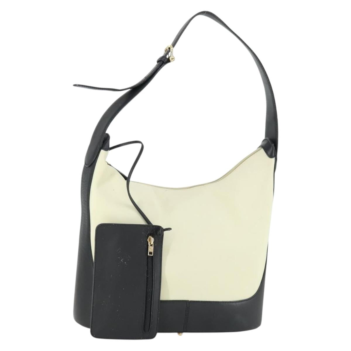 LOEWE Anagram Shoulder Bag Leather Light Beige Gold Auth 164431
