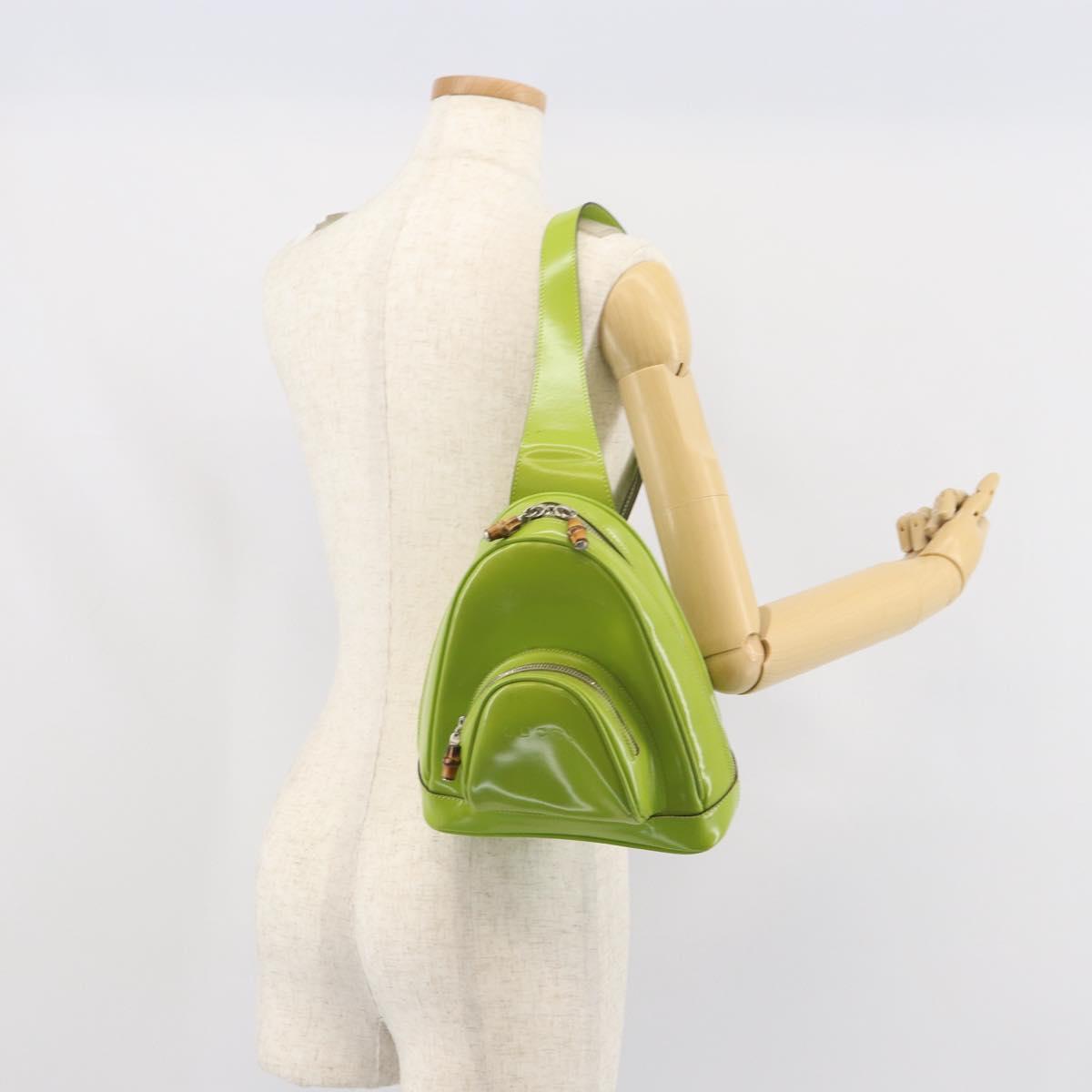 GUCCI Bamboo Backpack Patent leather Beige 003 2058 0030 Auth 164433