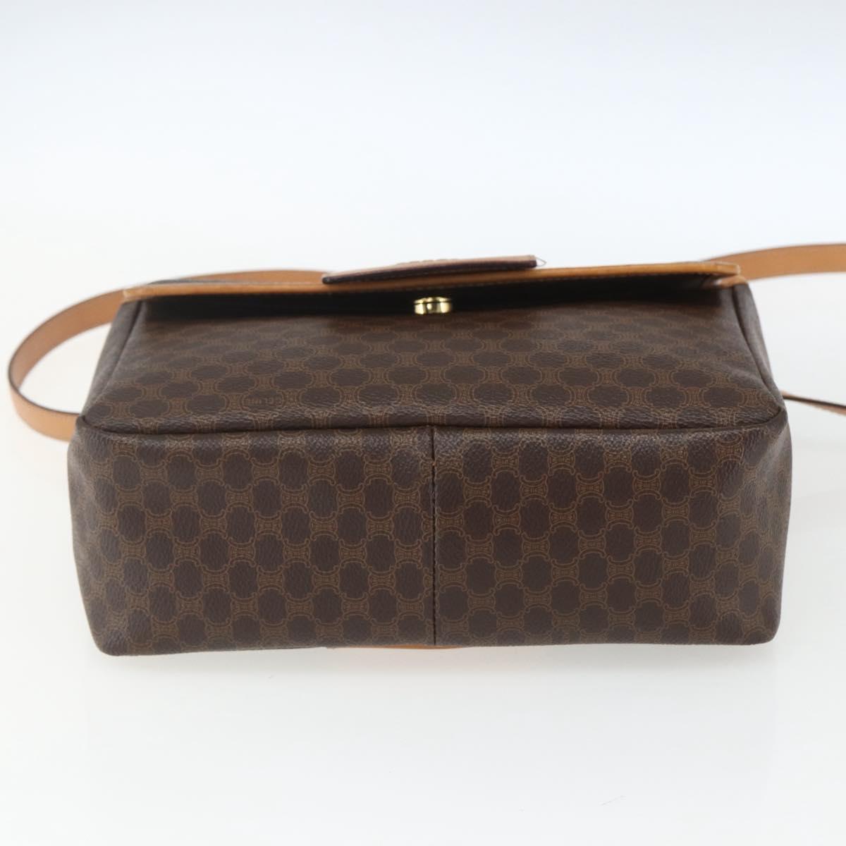 CELINE Macadam Canvas Hand Bag PVC Leather 2way Brown Gold Auth 164434