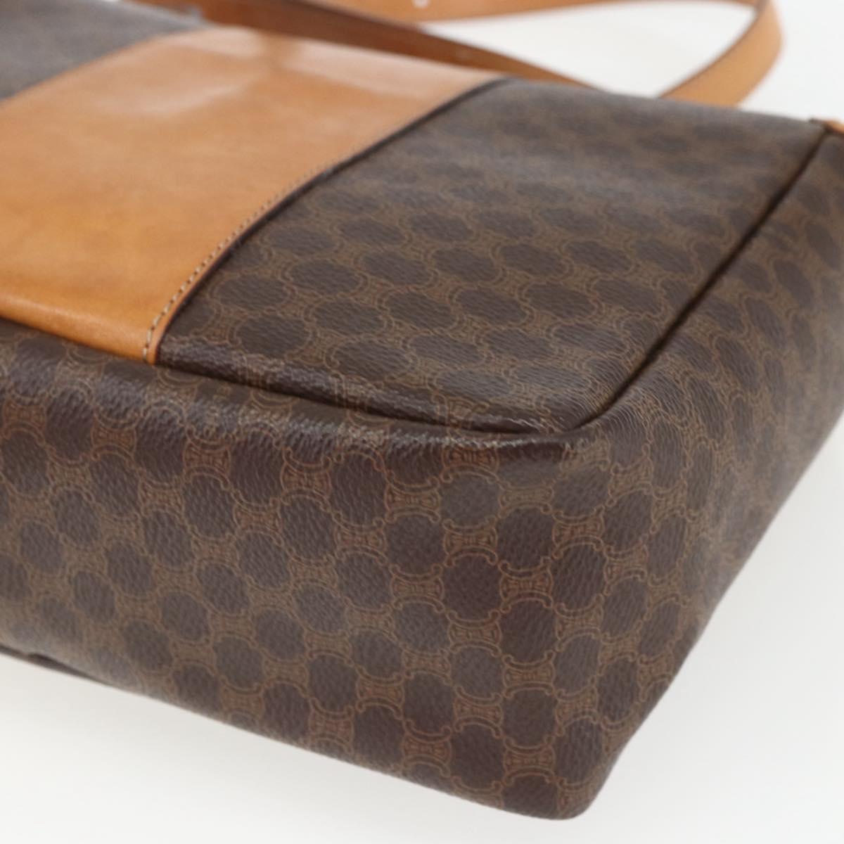 CELINE Macadam Canvas Hand Bag PVC Leather 2way Brown Gold Auth 164434