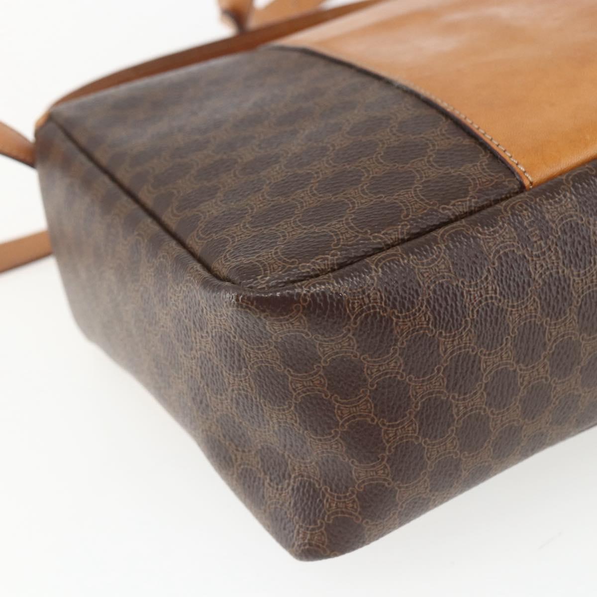 CELINE Macadam Canvas Hand Bag PVC Leather 2way Brown Gold Auth 164434