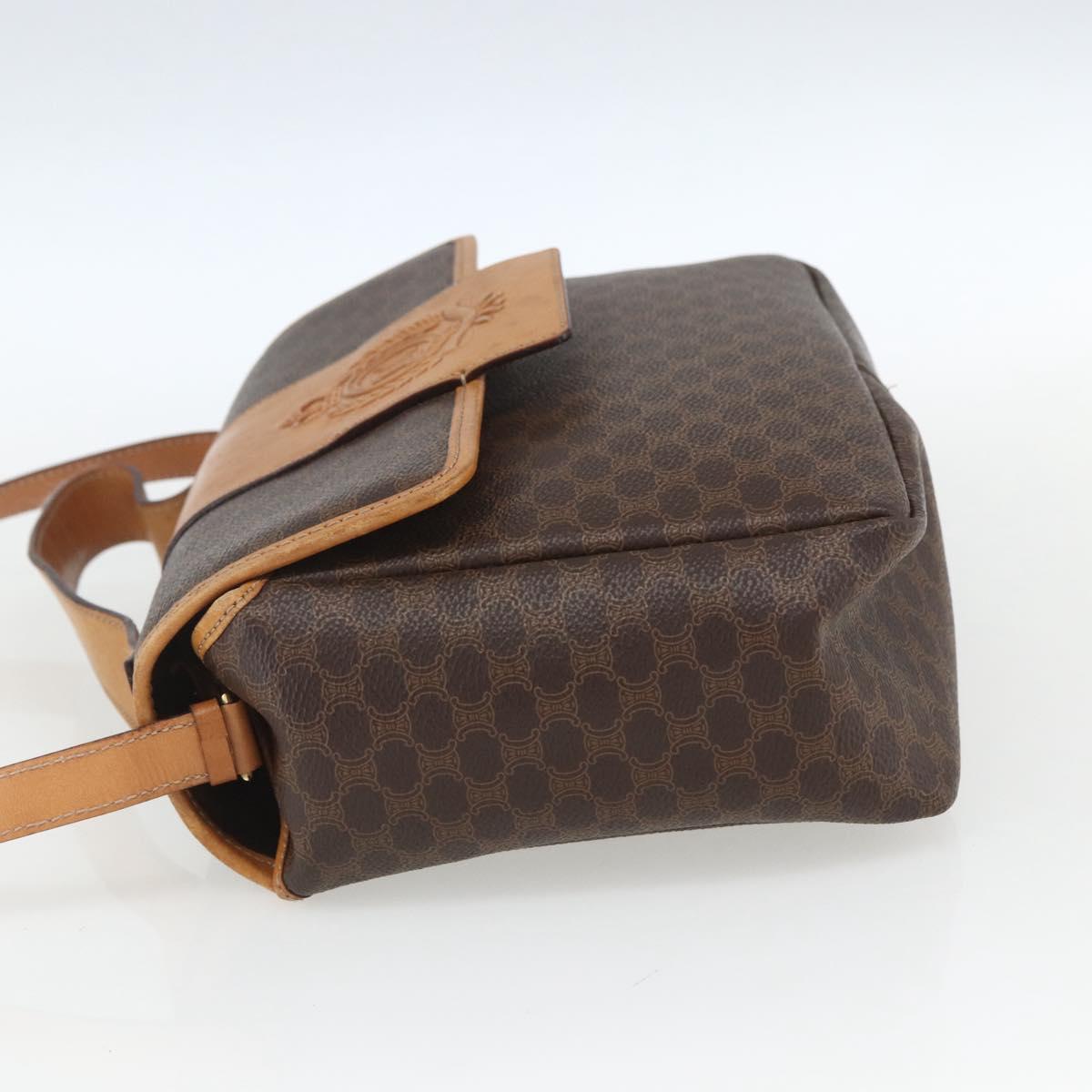 CELINE Macadam Canvas Hand Bag PVC Leather 2way Brown Gold Auth 164434
