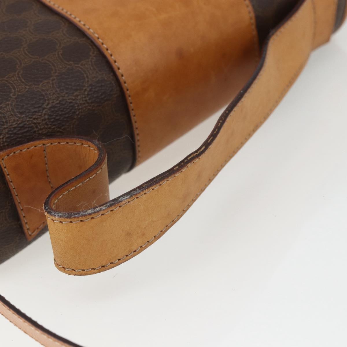 CELINE Macadam Canvas Hand Bag PVC Leather 2way Brown Gold Auth 164434