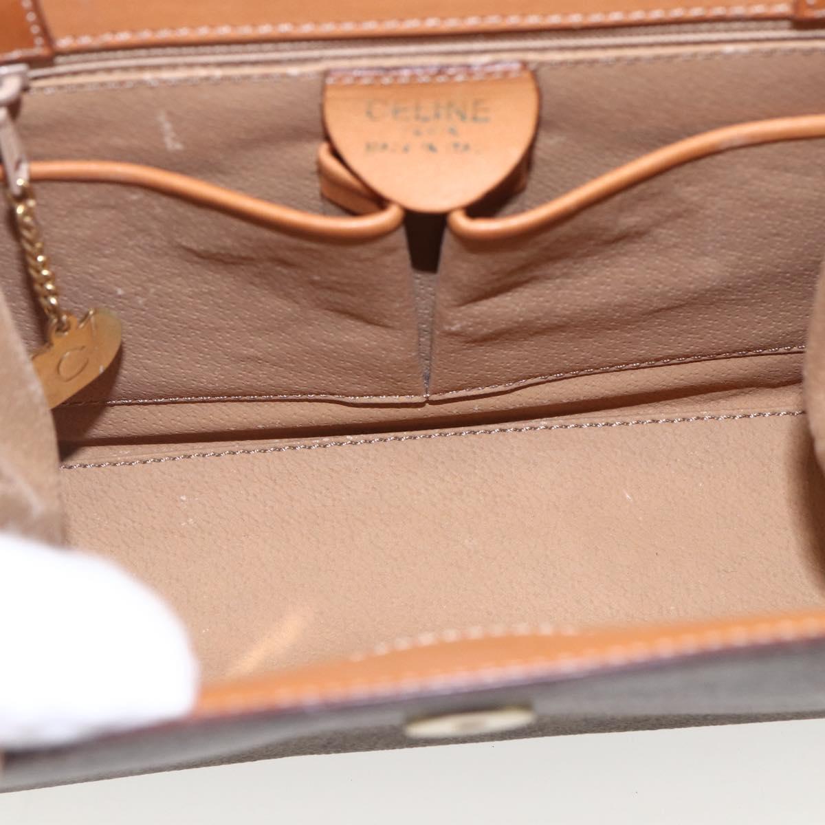 CELINE Macadam Canvas Hand Bag PVC Leather Brown Gold Auth 164435