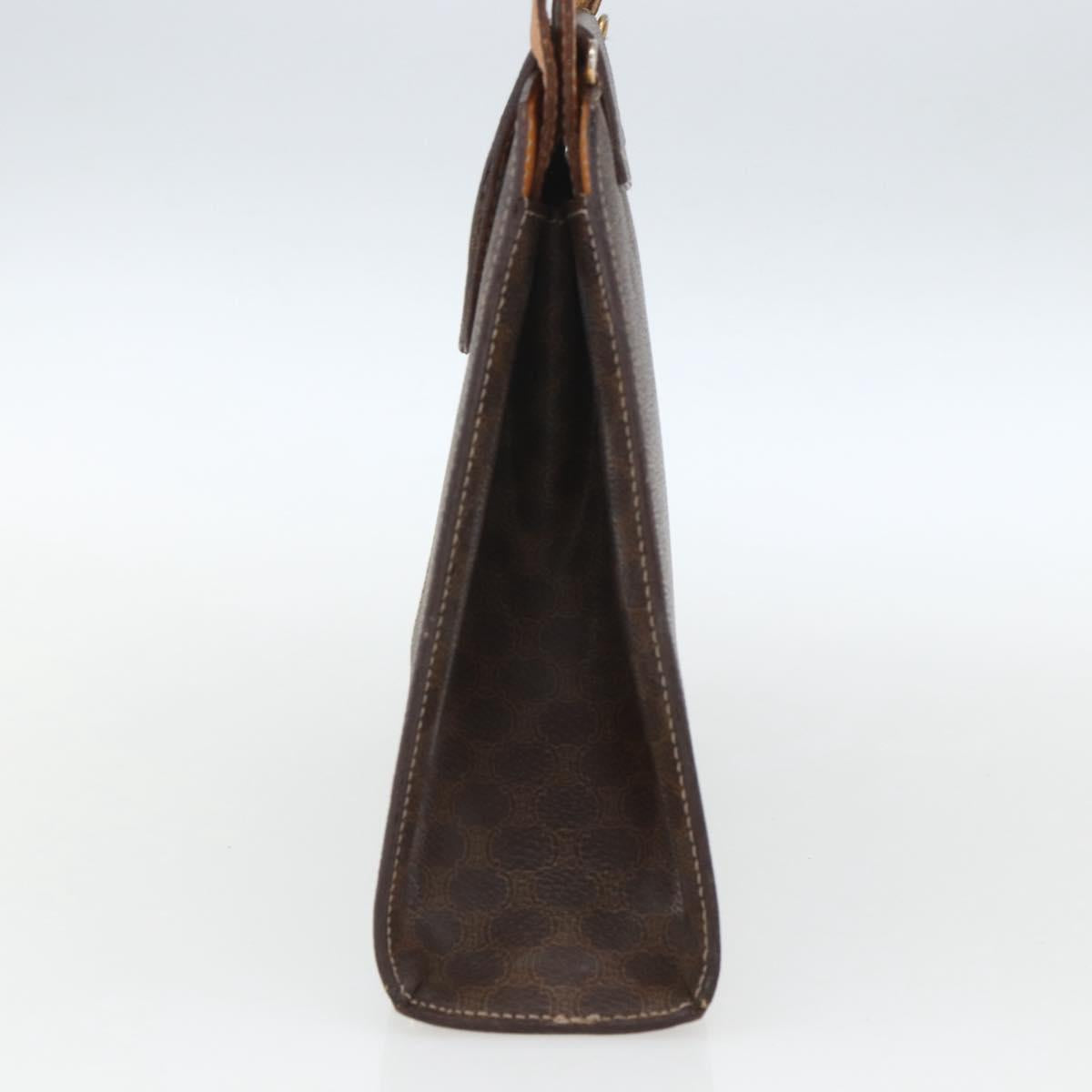 CELINE Macadam Canvas Hand Bag PVC Leather Brown Gold Auth 164435