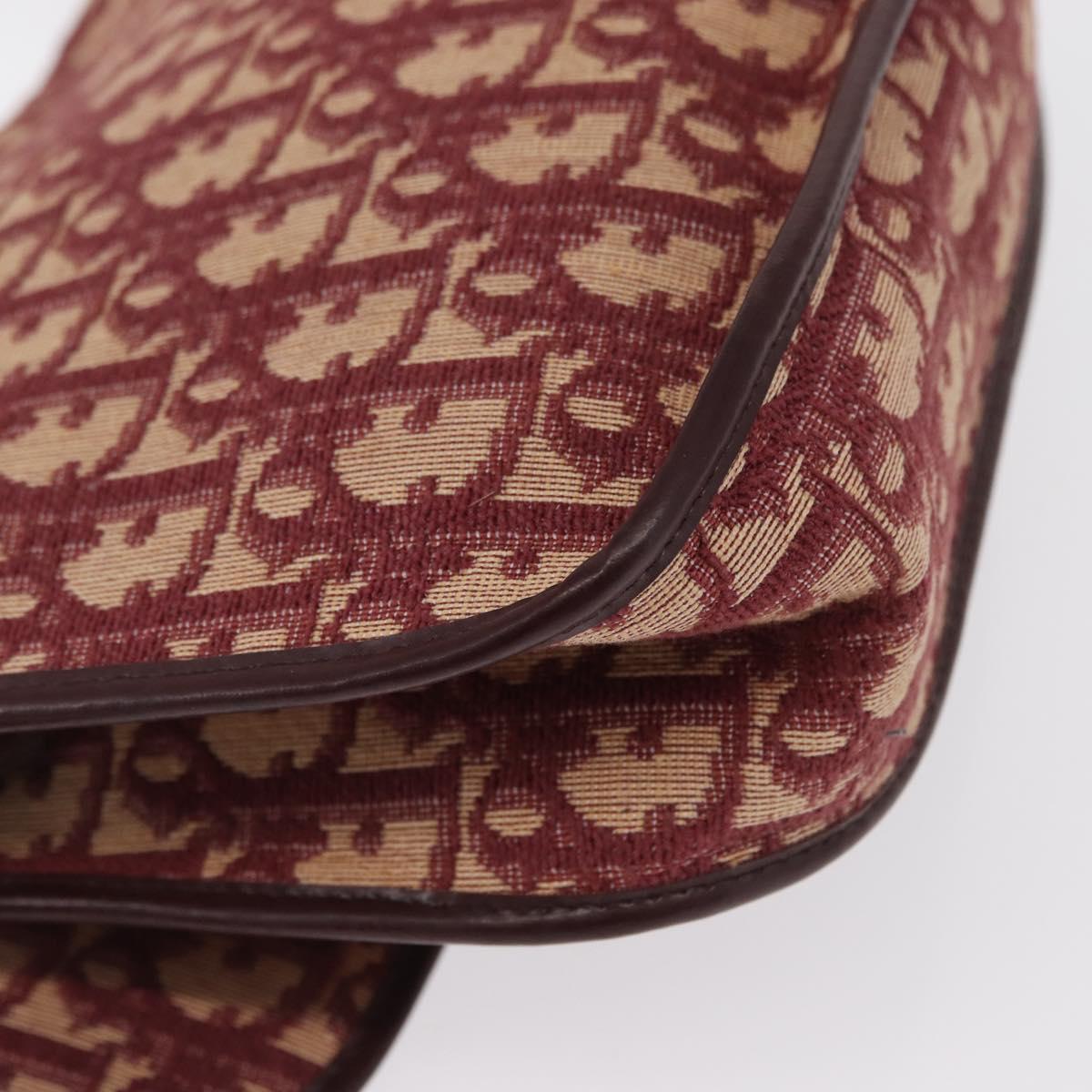 Christian Dior Trotter Canvas Shoulder Bag Red Gold Auth 164439