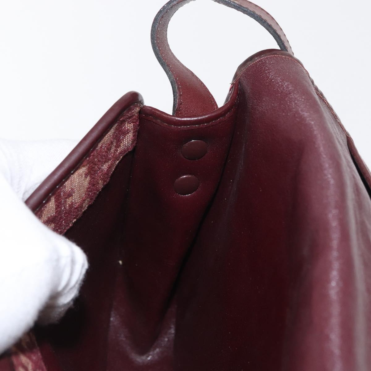 Christian Dior Trotter Canvas Shoulder Bag Red Gold Auth 164439
