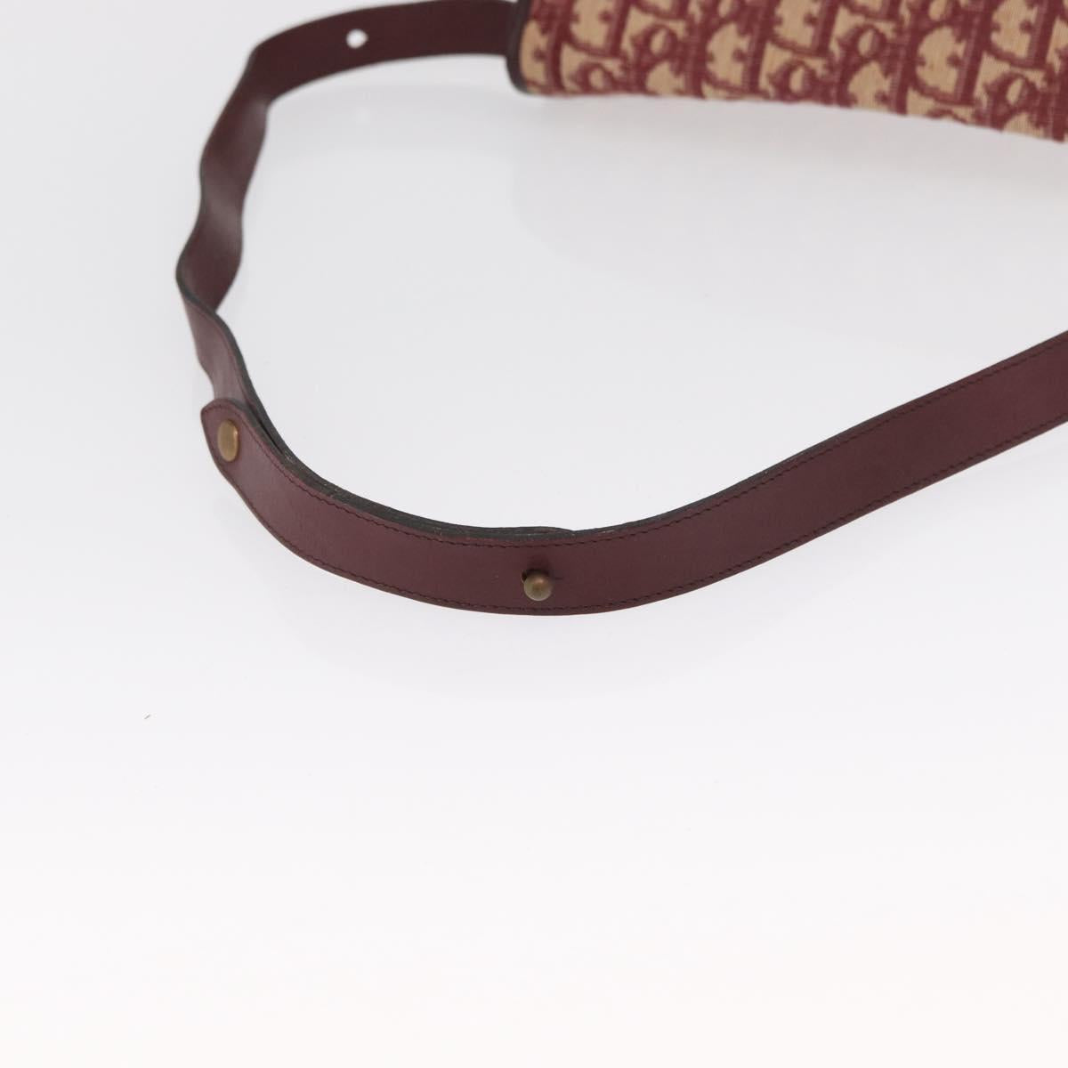 Christian Dior Trotter Canvas Shoulder Bag Red Gold Auth 164439