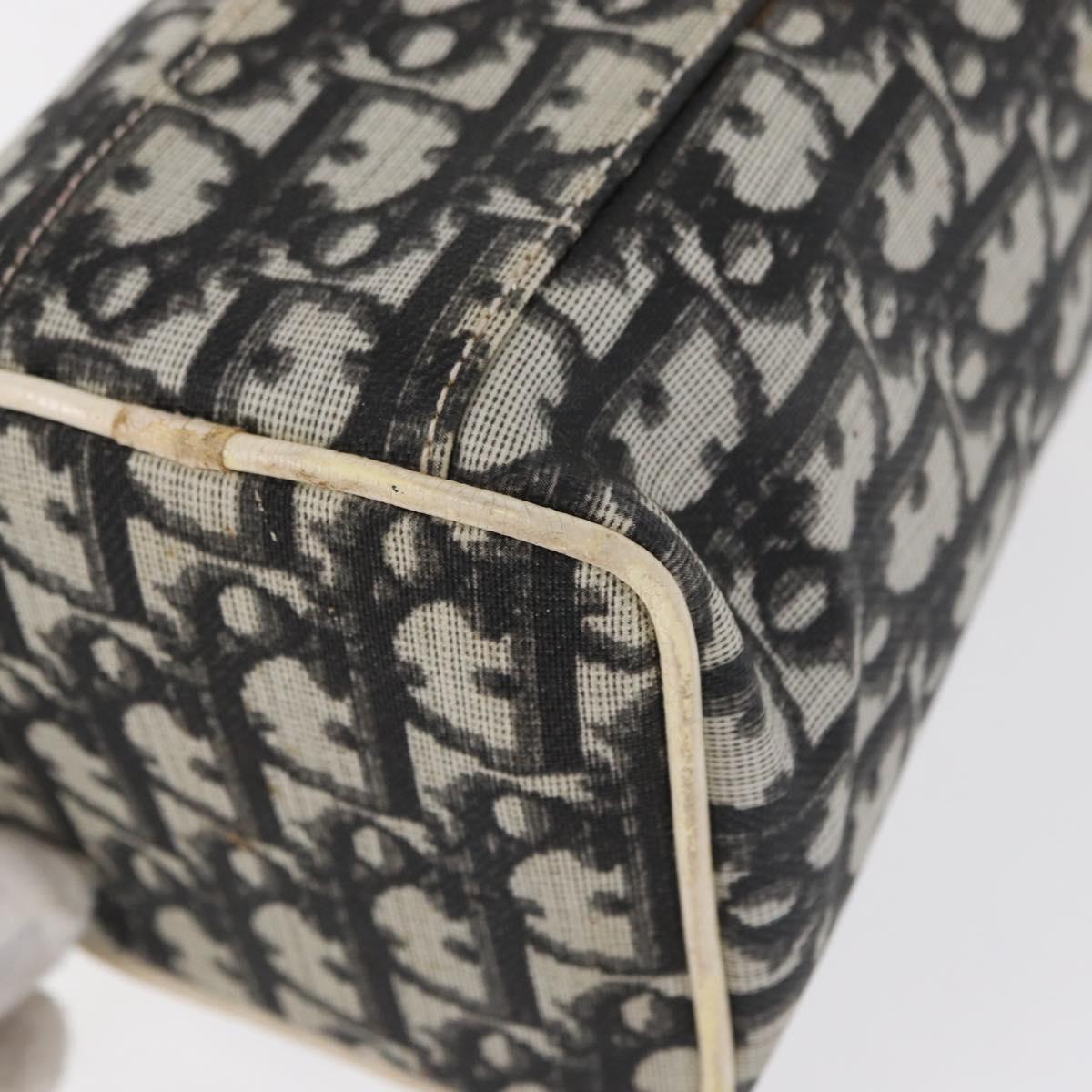 Christian Dior Trotter Canvas Vanity Pouch PVC Black Silver Auth 164440
