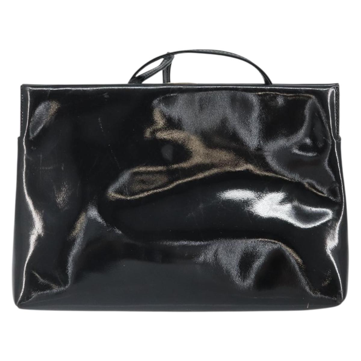 Salvatore Ferragamo Vala Shoulder Bag Patent leather Black Gold Auth 164441