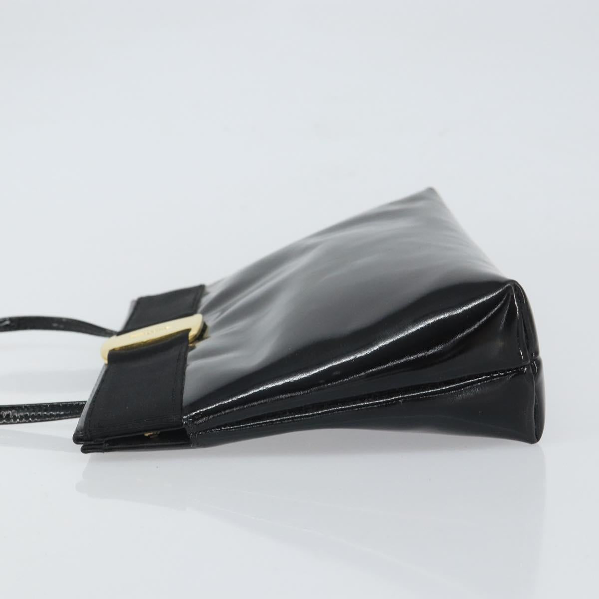 Salvatore Ferragamo Vala Shoulder Bag Patent leather Black Gold Auth 164441