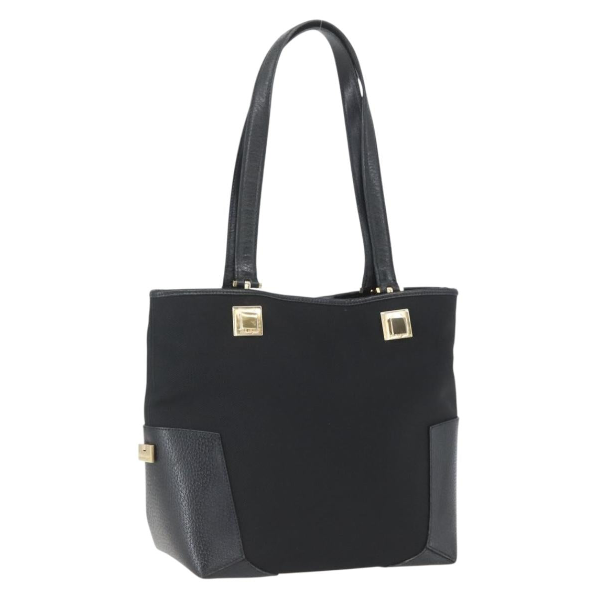 Salvatore Ferragamo Tote Bag Nylon Leather Black Gold Auth 164446