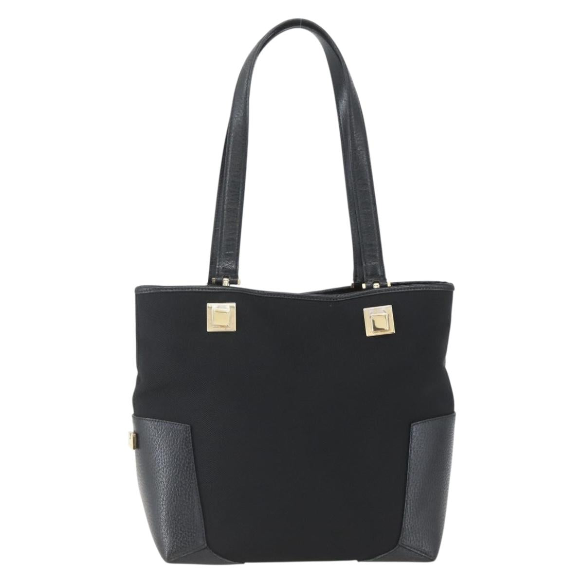 Salvatore Ferragamo Tote Bag Nylon Leather Black Gold Auth 164446