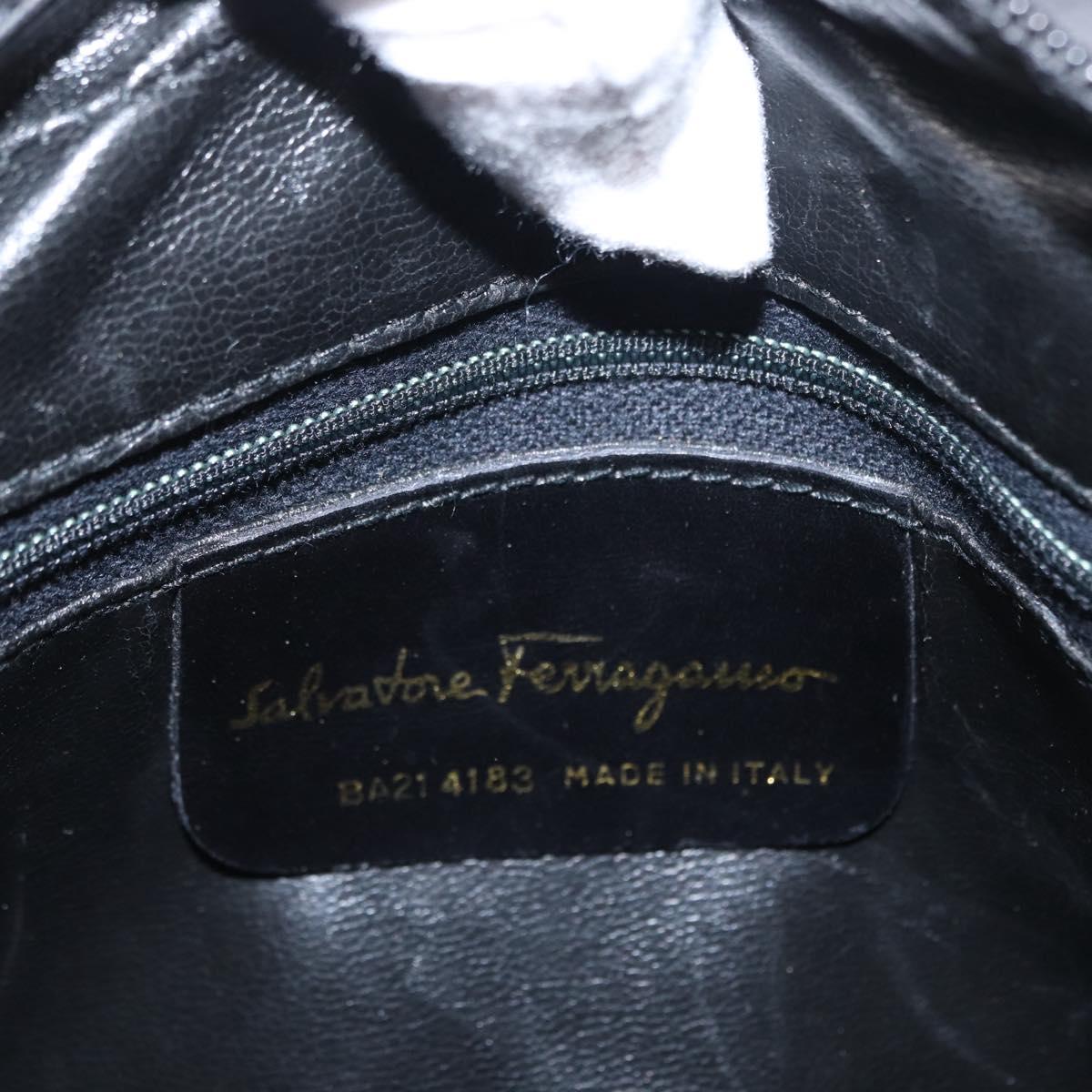 Salvatore Ferragamo Shoulder Bag Leather Black Gold Auth 164448