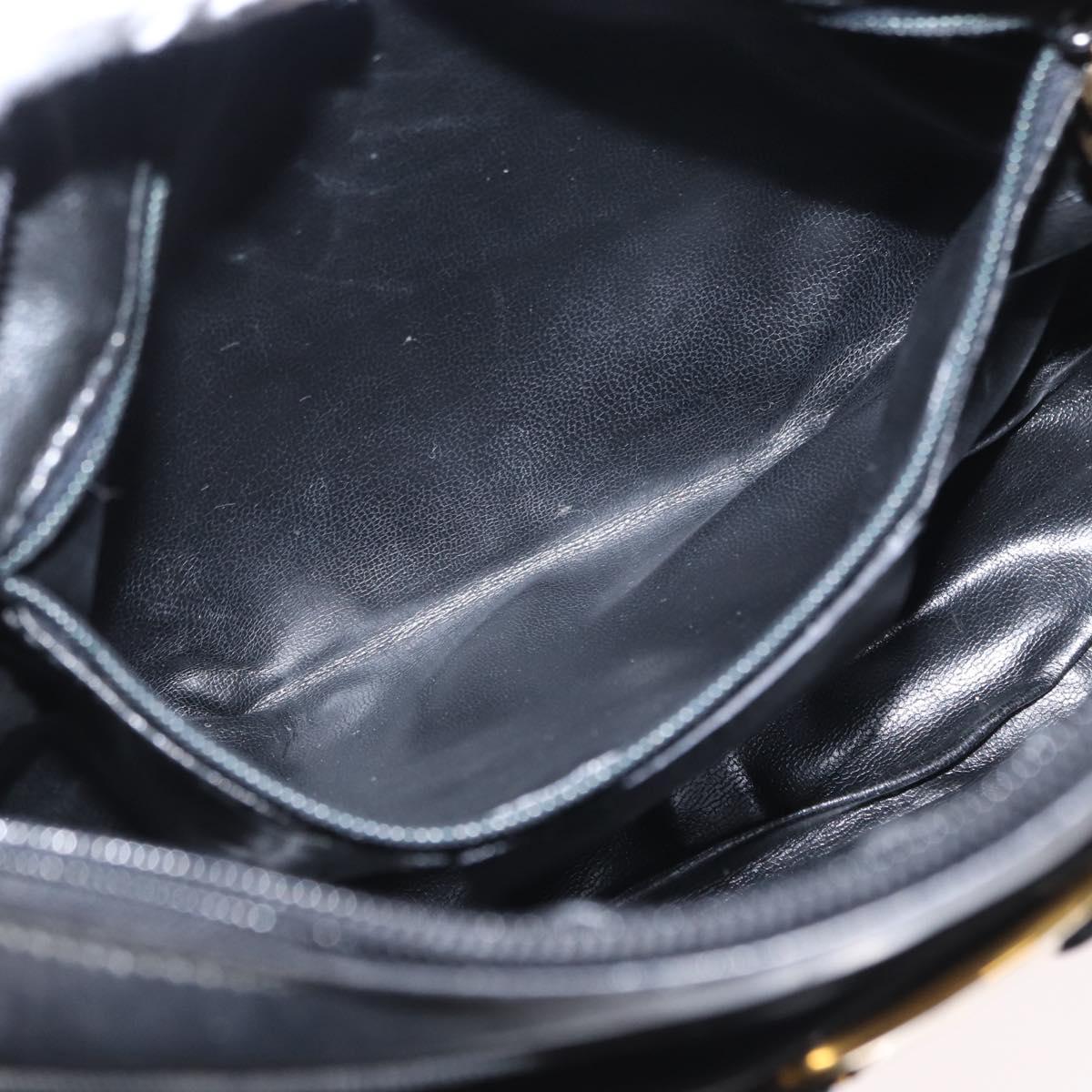Salvatore Ferragamo Shoulder Bag Leather Black Gold Auth 164448