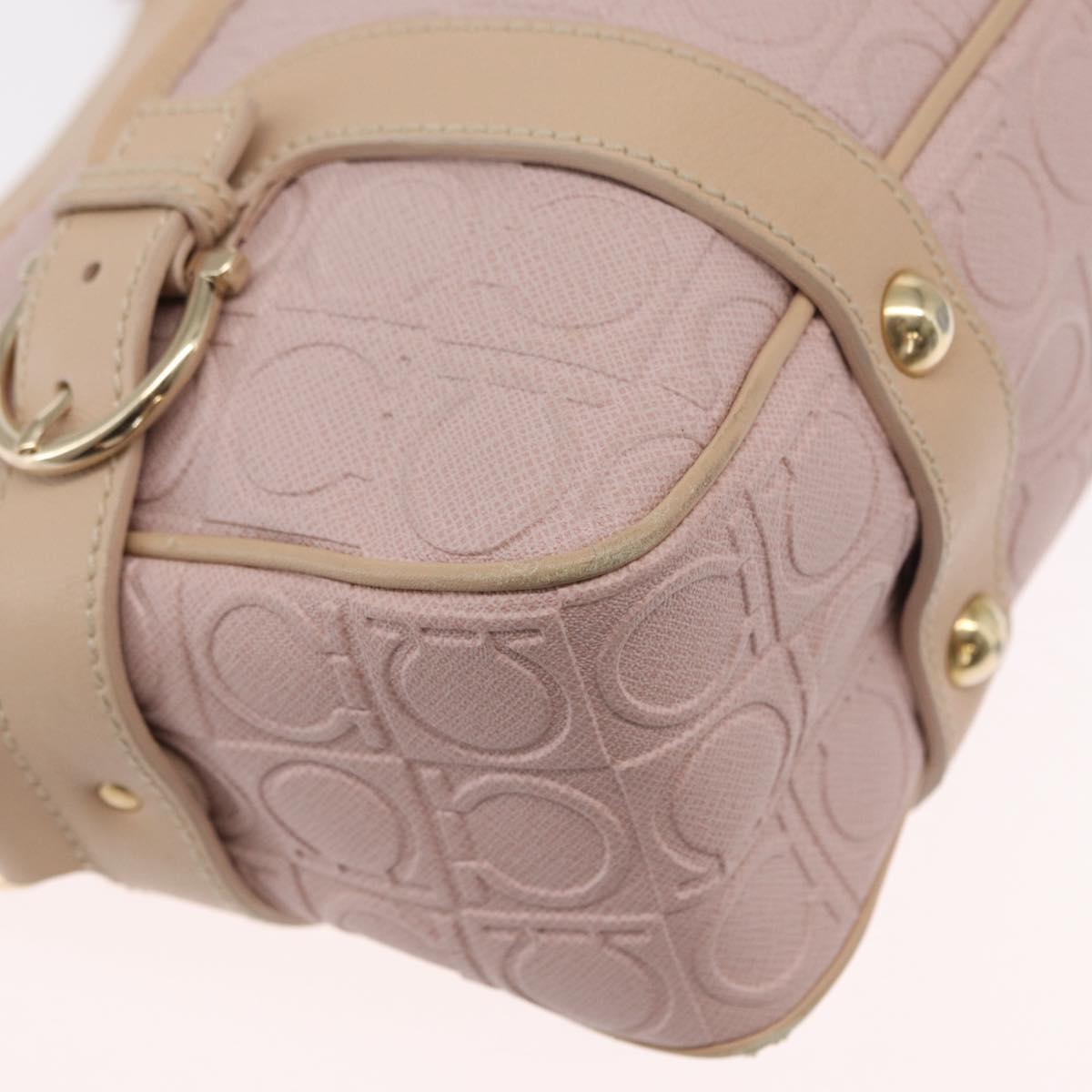 Salvatore Ferragamo Gancini Shoulder Bag Leather Pink Gold Auth 164449