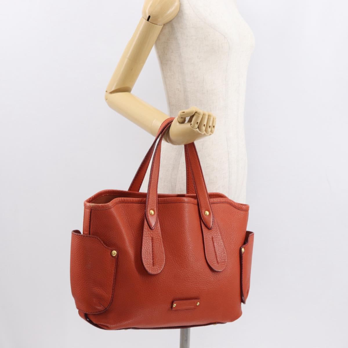 Salvatore Ferragamo Tote Bag Leather Orange Gold Auth 164450